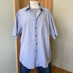 Men's Blue Checkered Casual Button Down Shirt